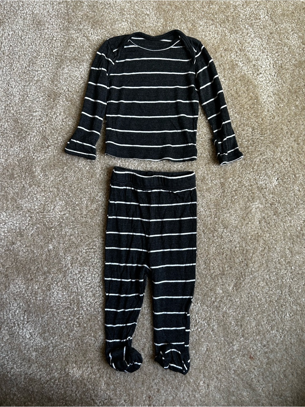 solly baby Black and White Striped Kids Pajama Set